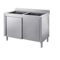 Lavello Inox Armadiato su Gambe a 2 Vasche profondità 600 Lavello Inox Armadiato su Gambe a 2 Vasche profondità 600
