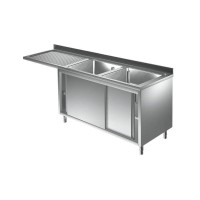 Lavello Inox su Gambe Armadiato a 2 Vasche con Sgocciolatoio con Vano Lavastoviglie profondità 700 Lavello Inox su Gambe Armadiato a 2 Vasche con Sgocciolatoio con Vano Lavastoviglie profondità 700