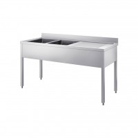 Lavello Inox su Gambe a 2 Vasche con Sgocciolatoio profondità 600 Lavello Inox su Gambe a 2 Vasche con Sgocciolatoio profondità 600