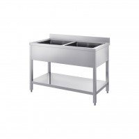 Lavello Inox su Gambe a 2 Vasche Profondità 600 Lavello Inox su Gambe a 2 Vasche Profondità 600